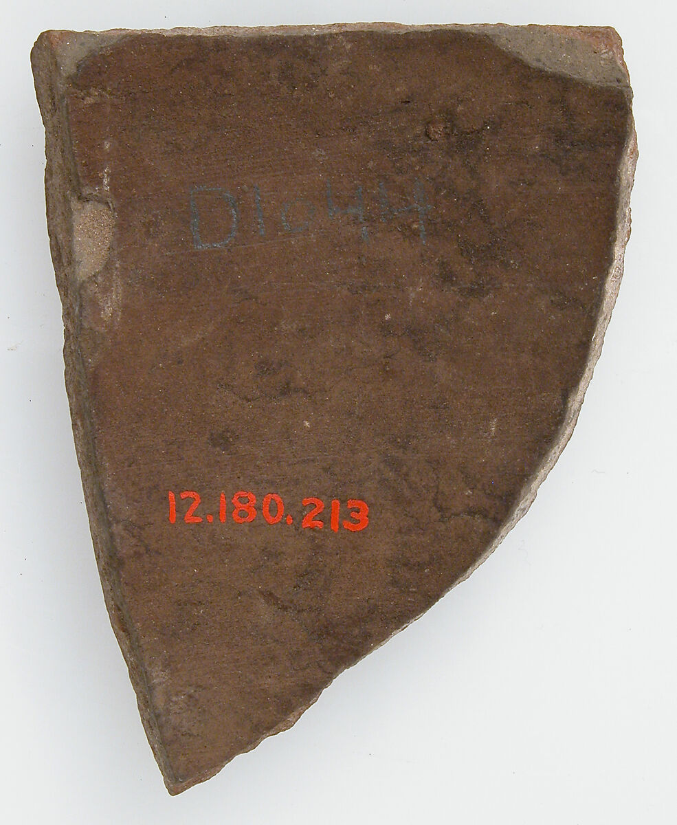 Ostrakon, Pottery fragment with ink inscription, Coptic