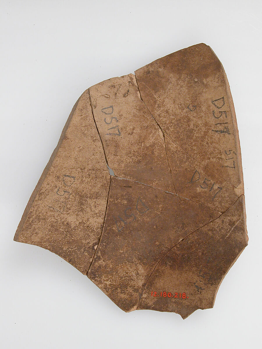 Ostrakon, Pottery fragment with ink inscription, Coptic