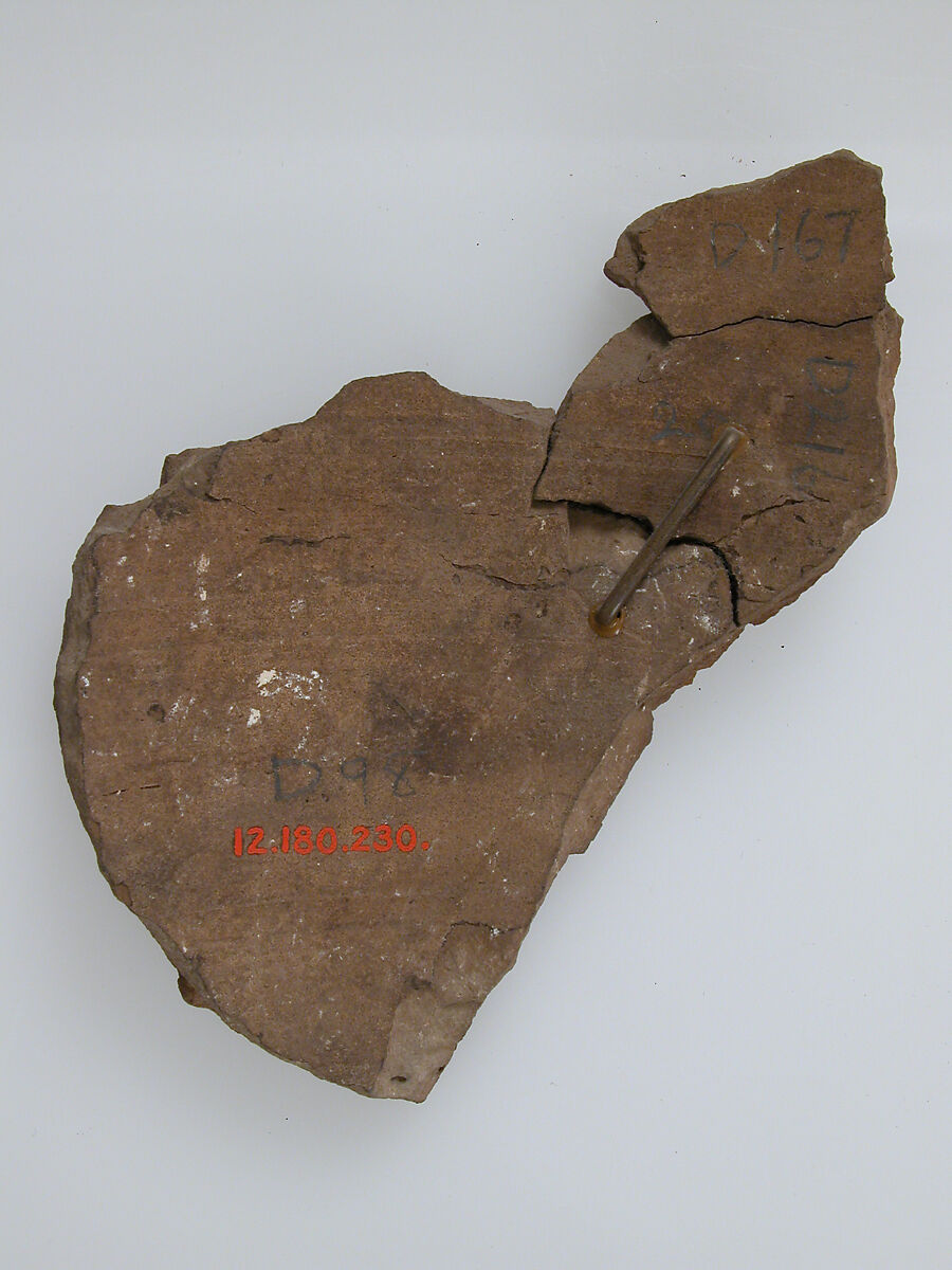 Ostrakon, Pottery fragment with ink inscription, Coptic