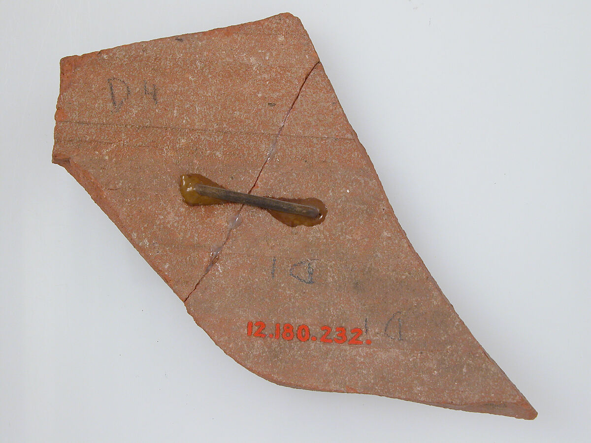 Ostrakon, Pottery fragment with ink inscription, Coptic