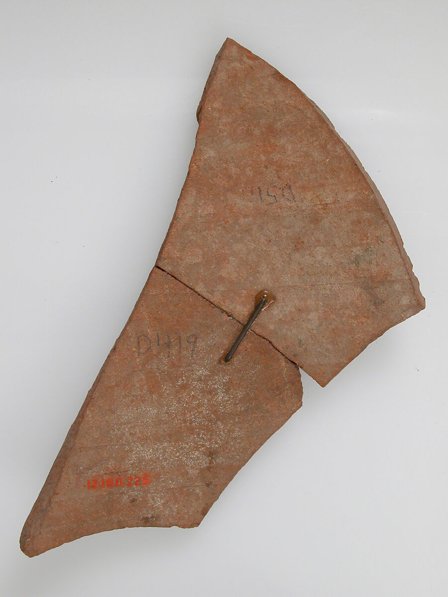 Ostrakon, Pottery fragment with ink inscription, Coptic