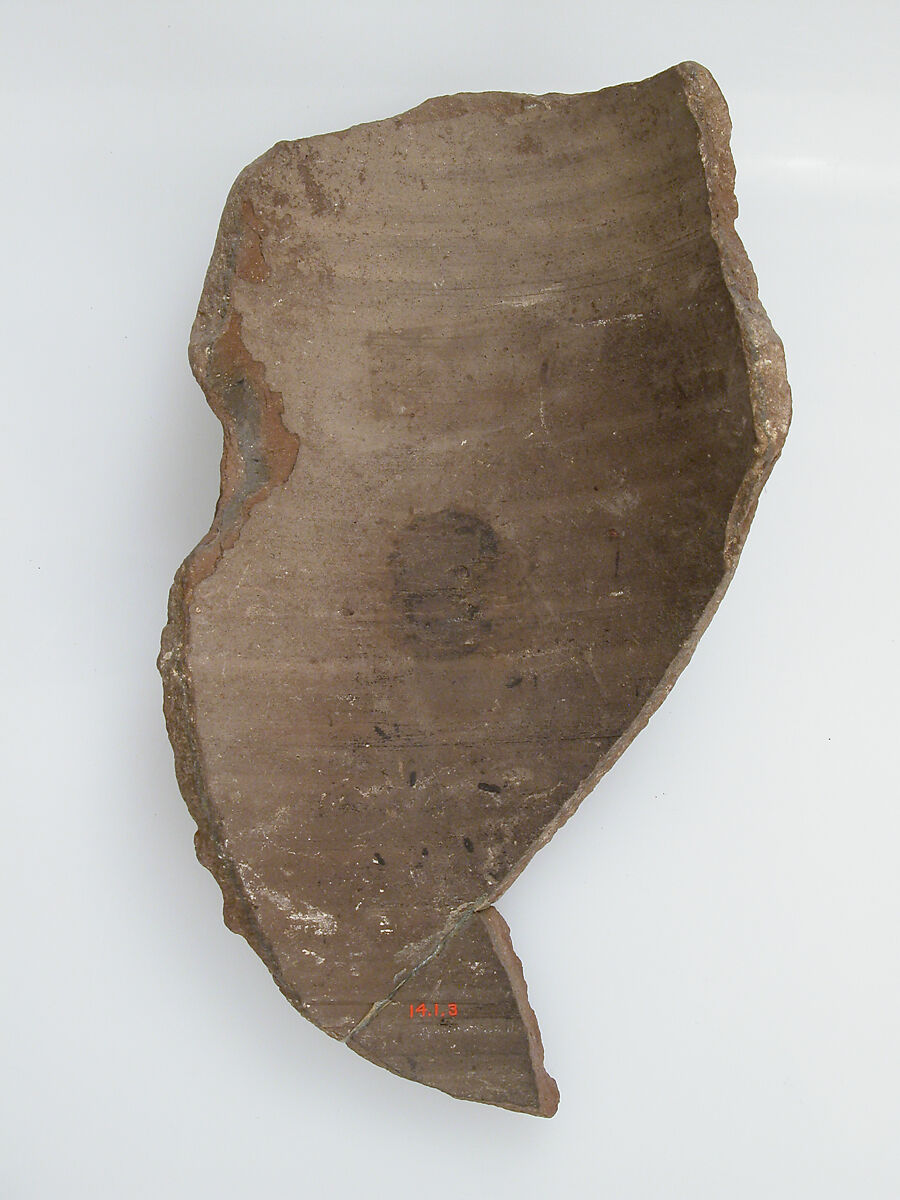 Ostrakon, Pottery fragment with ink inscription, Coptic