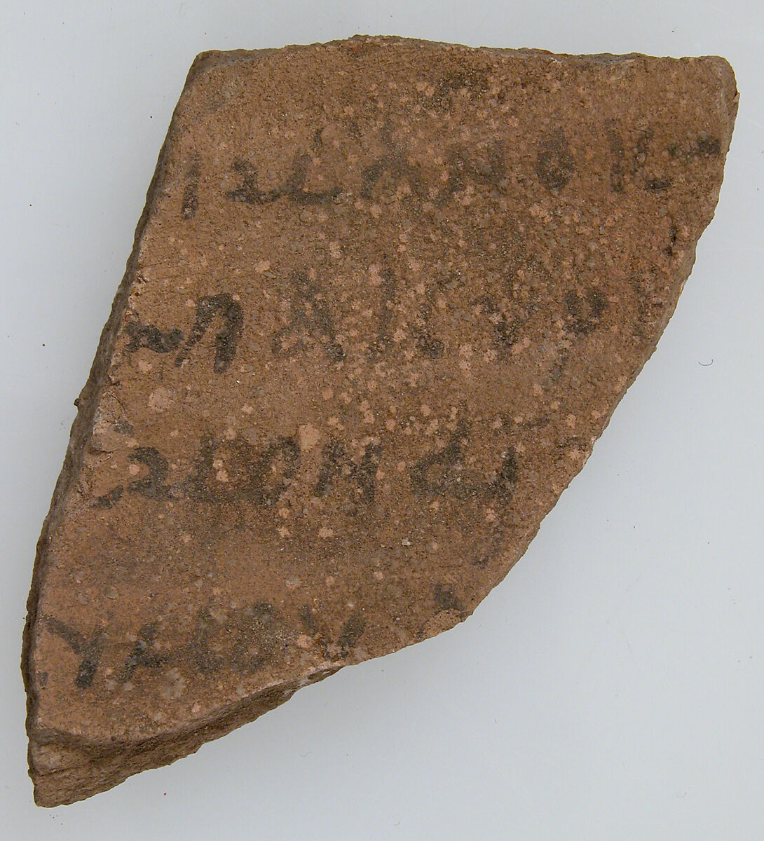 Ostrakon, Pottery fragment with ink inscription, Coptic 