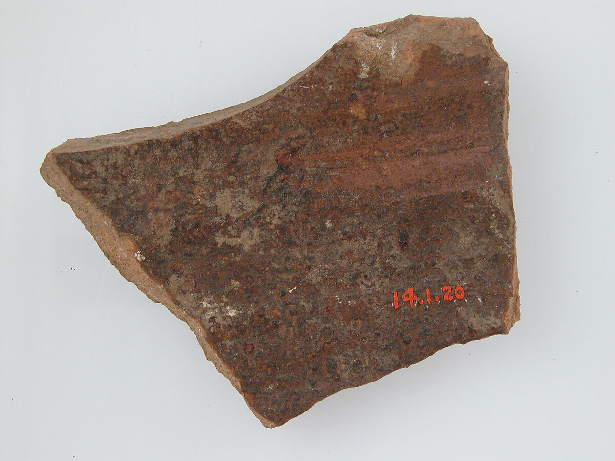 Ostrakon, Pottery fragment with ink inscription, Coptic