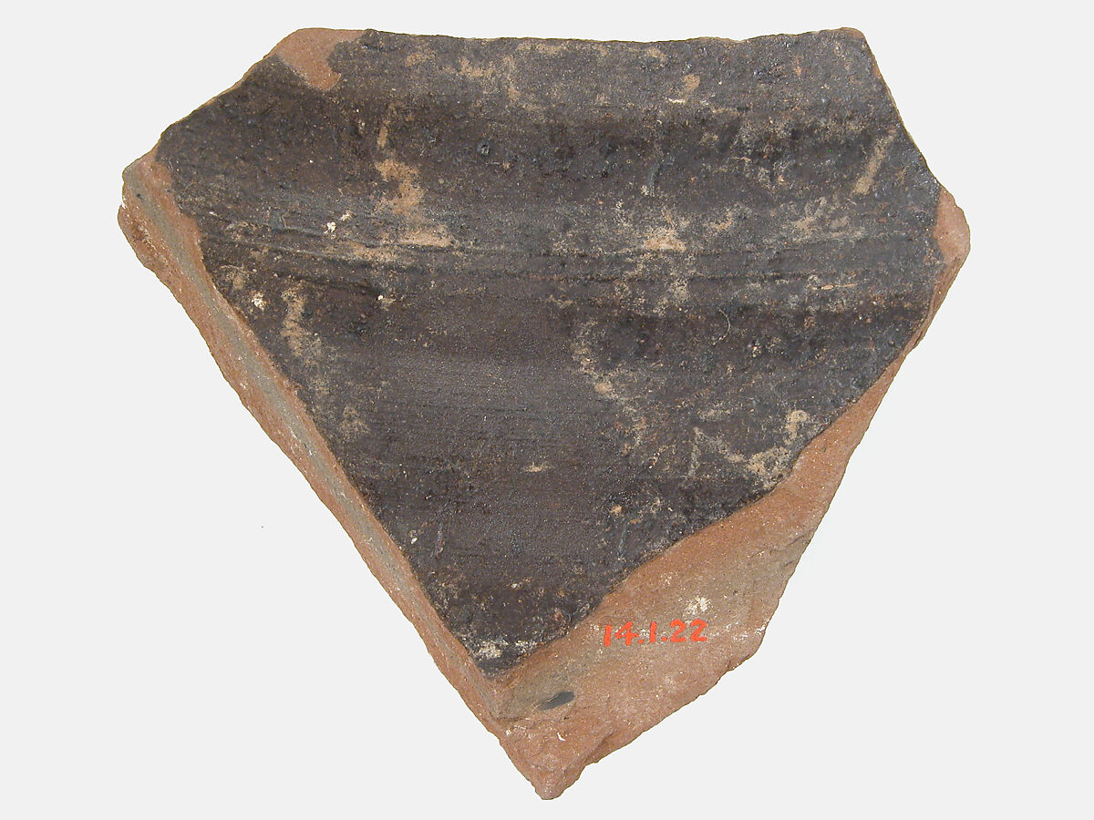 Ostrakon, Pottery fragment with ink inscription, Coptic
