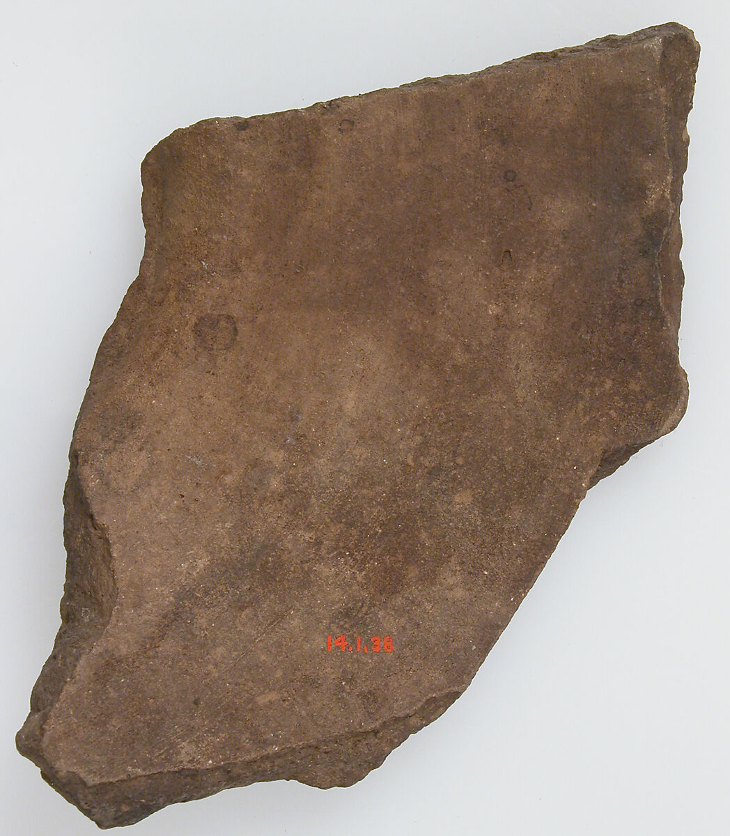 Ostrakon, Pottery fragment with ink inscription, Coptic
