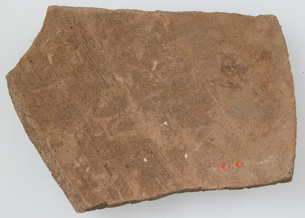 Ostrakon, Pottery fragment with ink inscription, Coptic