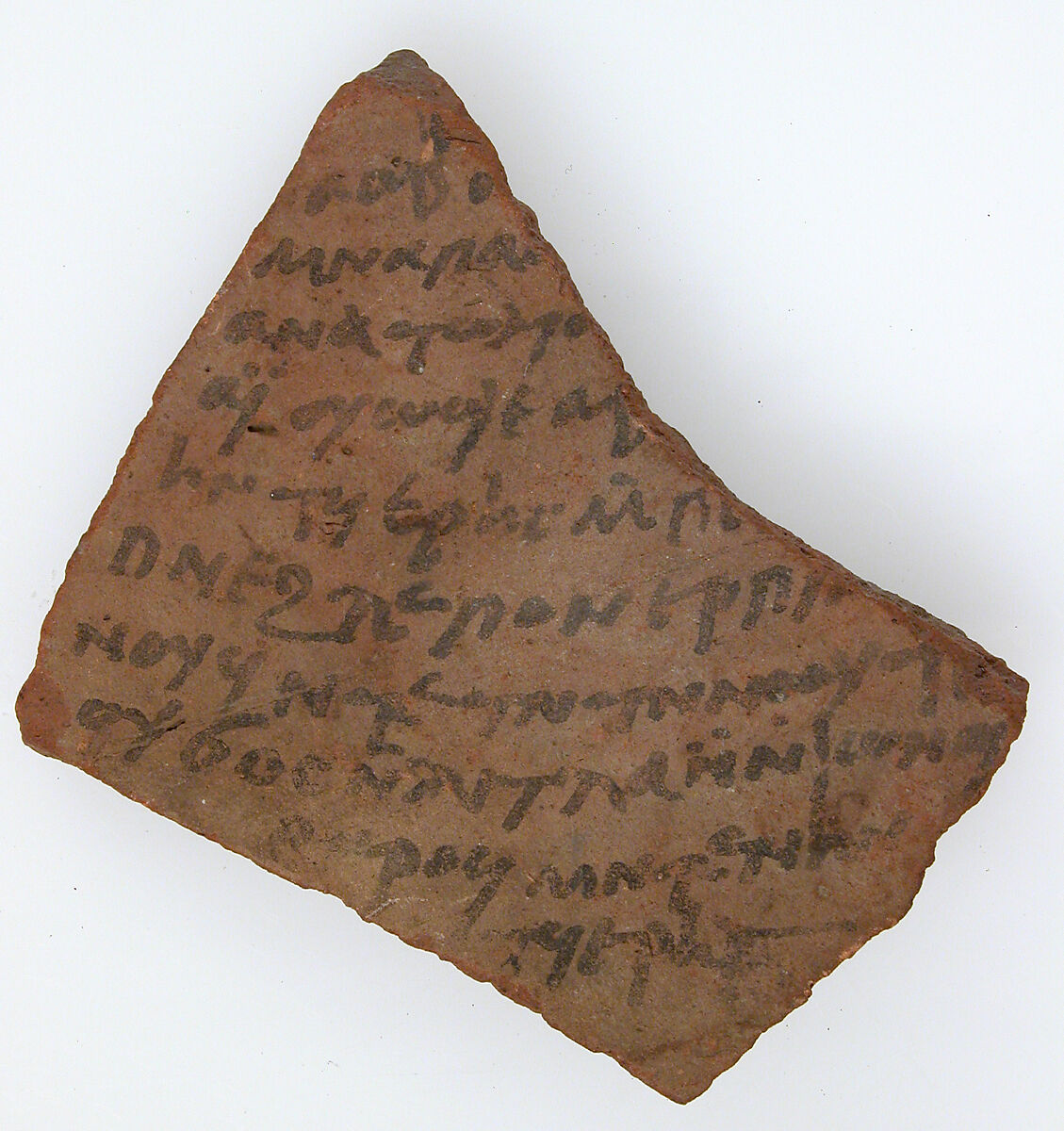 Ostrakon, Pottery fragment with ink inscription, Coptic 