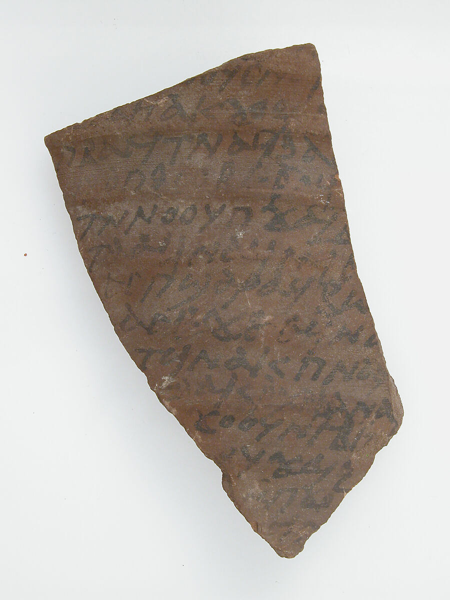 Ostrakon with a Letter, Pottery fragment with ink inscription, Coptic 