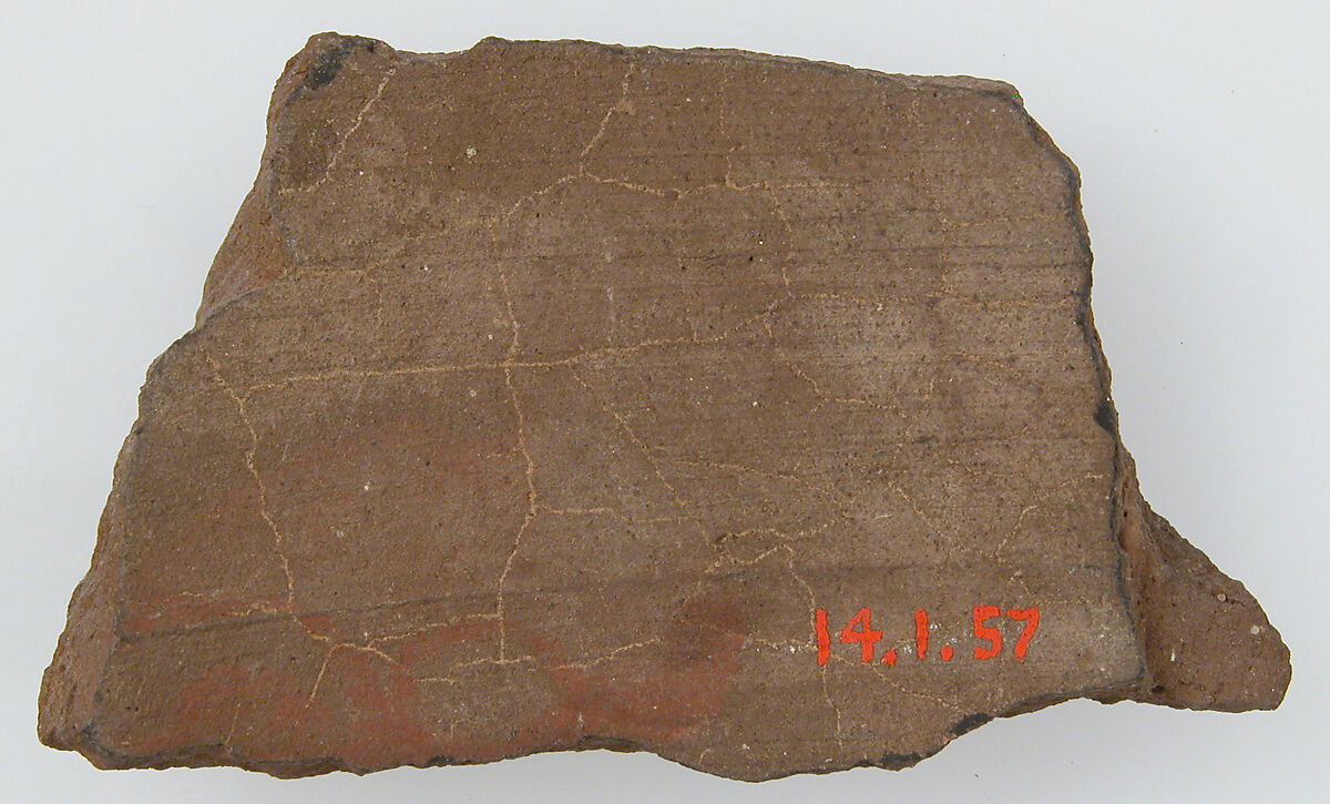 Ostrakon, Pottery fragment with ink inscription, Coptic