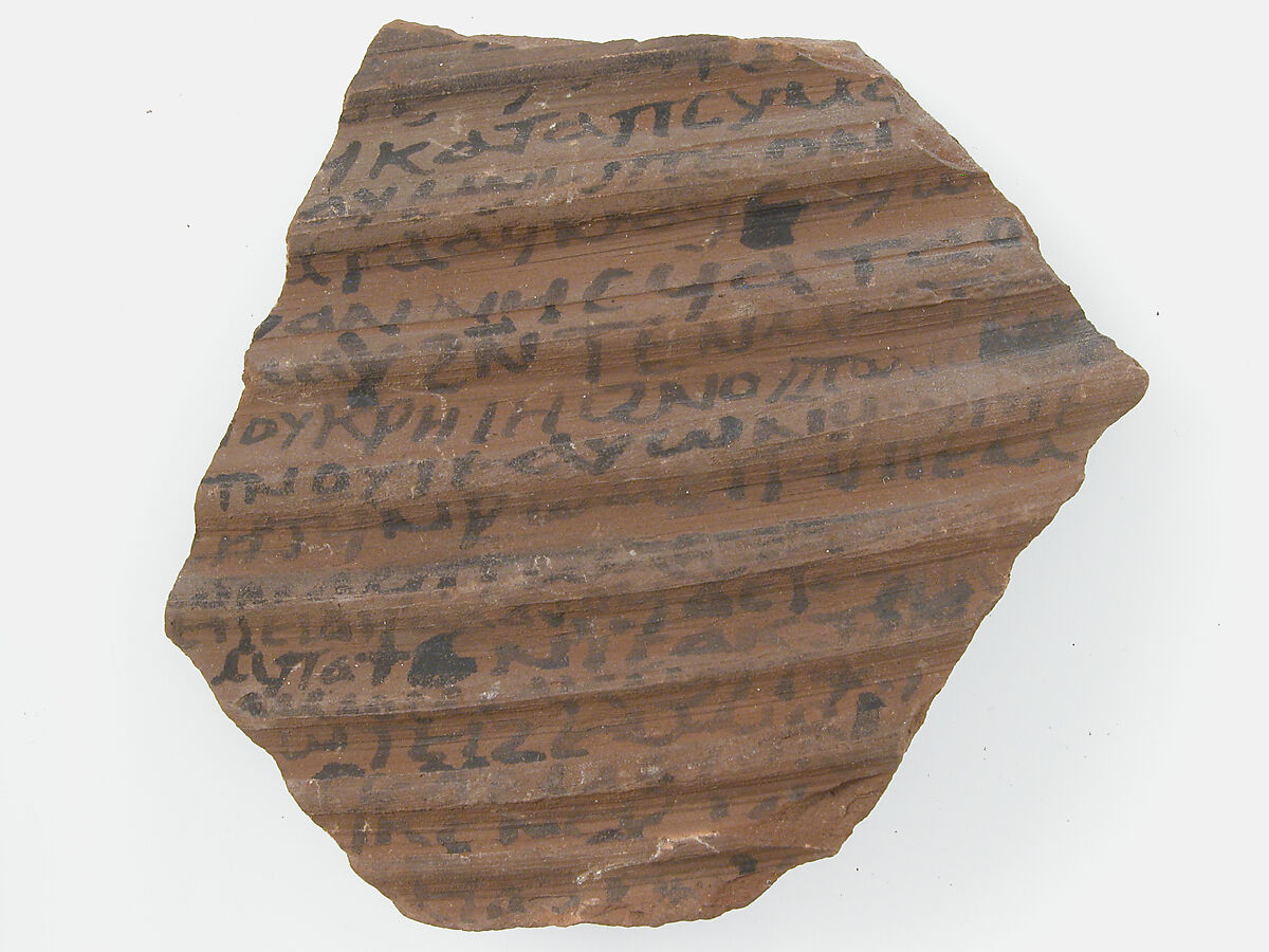 Ostrakon with a Letter, Pottery fragment with ink inscription, Coptic 