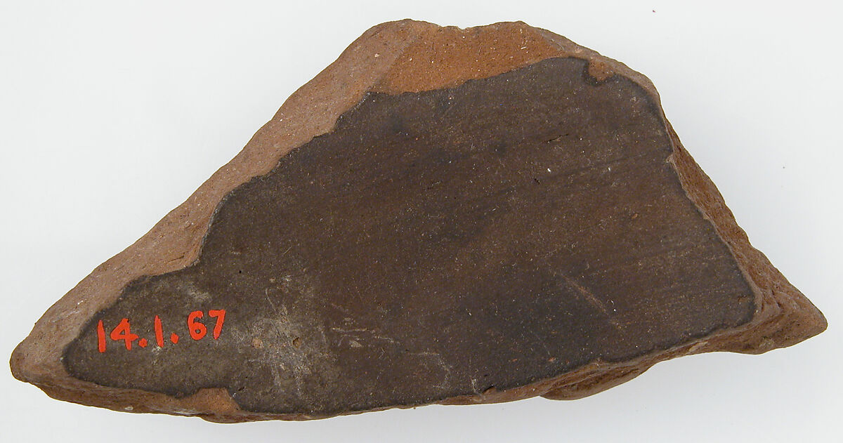 Ostrakon, Pottery fragment with ink inscription, Coptic