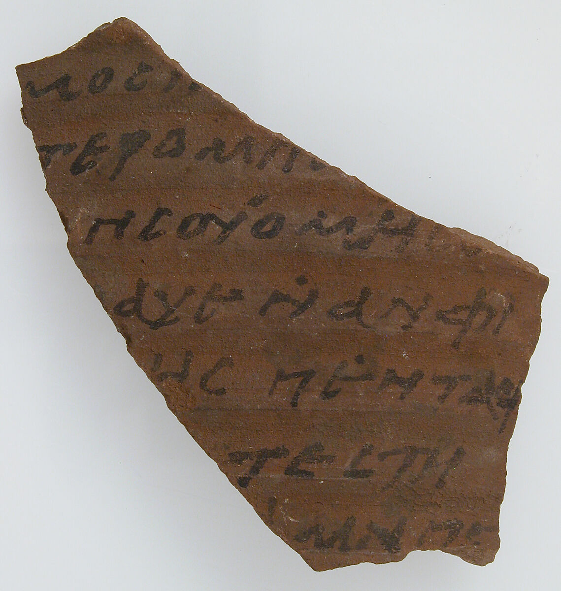 Ostrakon with a Contract by Pses, Pottery fragment with ink inscription, Coptic