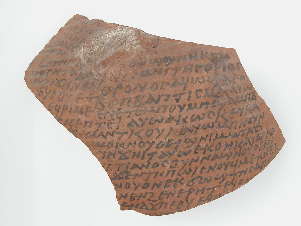 Ostrakon with Text from the Biography of Severus of Antioch, Pottery fragment with ink inscription, Coptic 