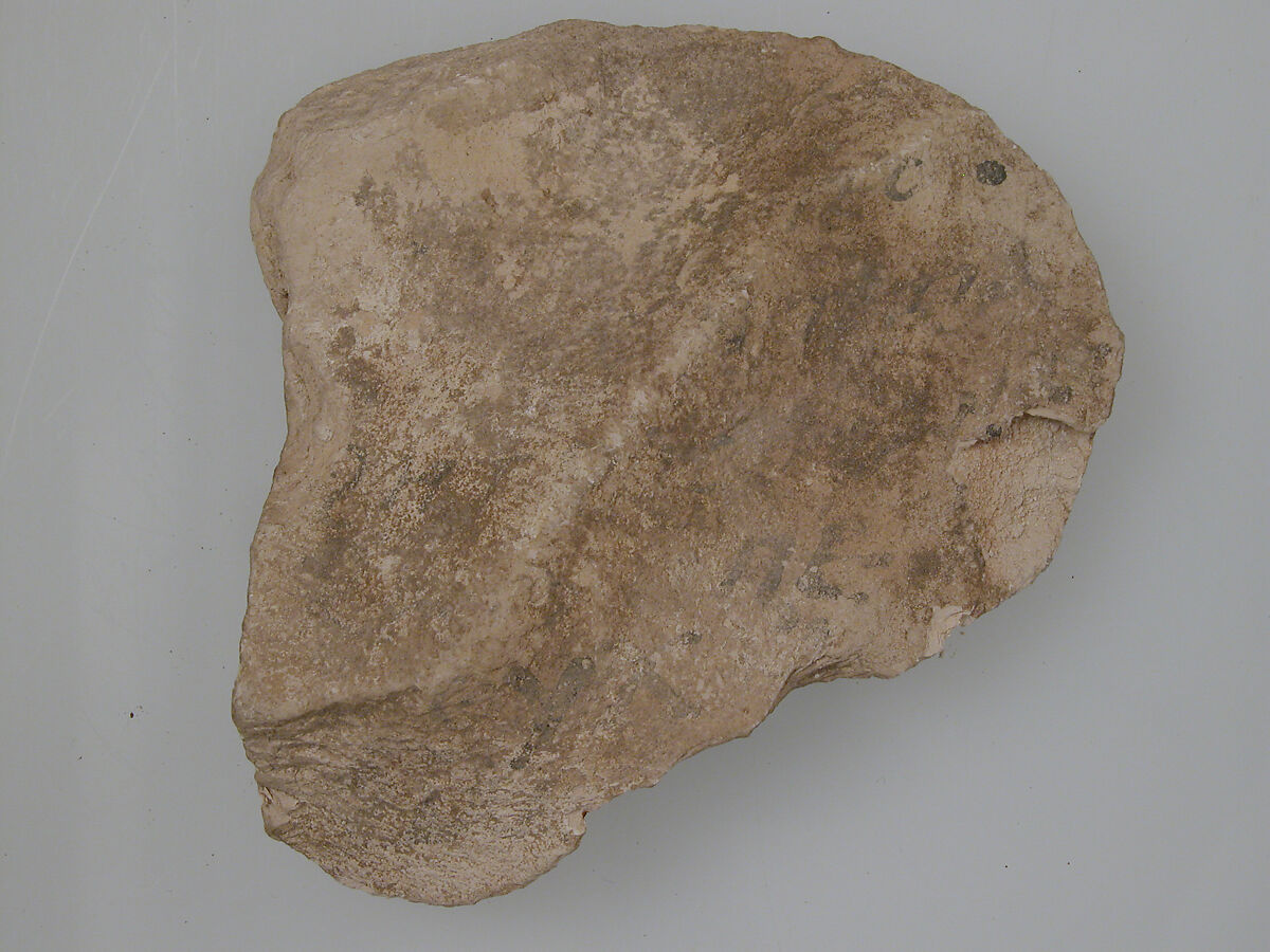 Ostrakon, Limestone fragment with ink inscription, Coptic