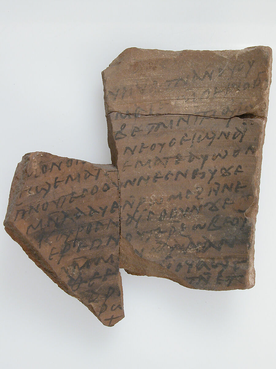 Ostrakon with a Letter, Pottery fragment with ink inscription, Coptic