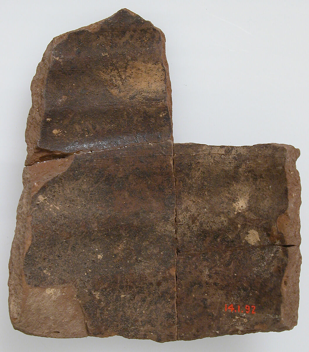 Ostrakon, Pottery fragment with ink inscription, Coptic