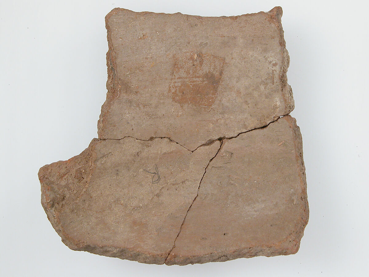 Ostrakon, Pottery fragment with ink inscription, Coptic