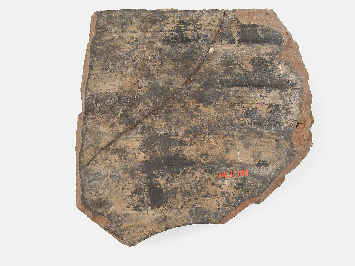 Ostrakon, Pottery fragment with ink inscription, Coptic
