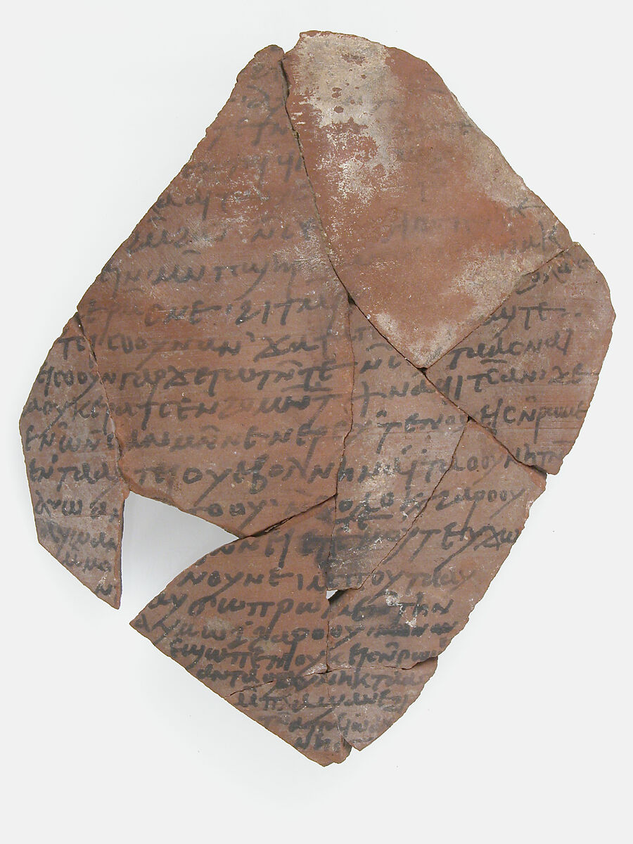 Ostrakon with a Letter from John, Pottery fragments with ink inscription, Coptic