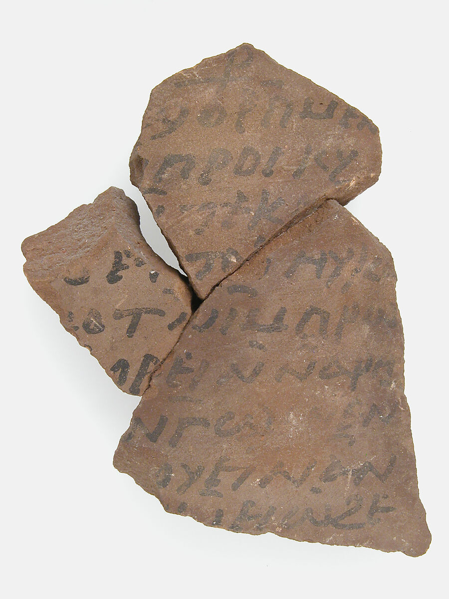 Ostrakon with a Letter to Stephen, Pottery fragments with ink inscription, Coptic