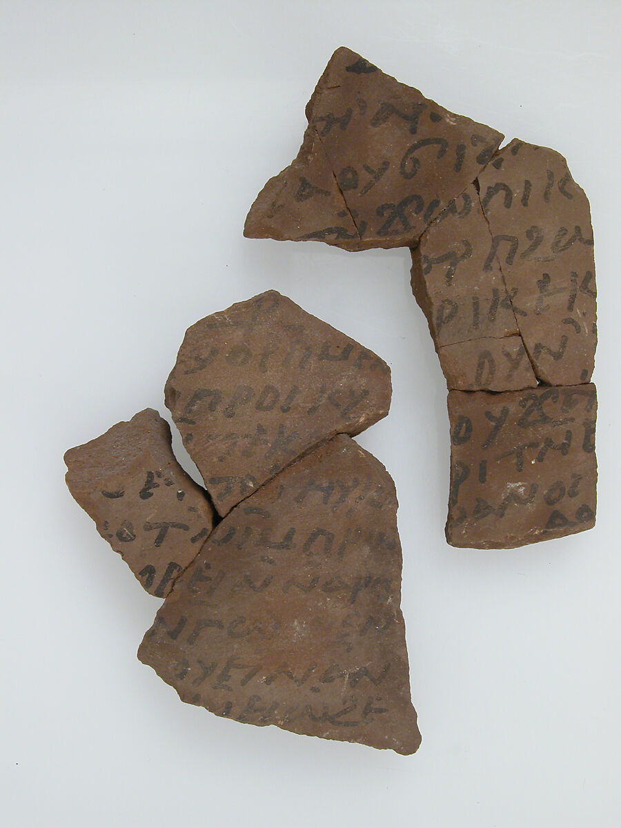 Ostrakon with a Letter to Stephen, Pottery fragments with ink inscription, Coptic 