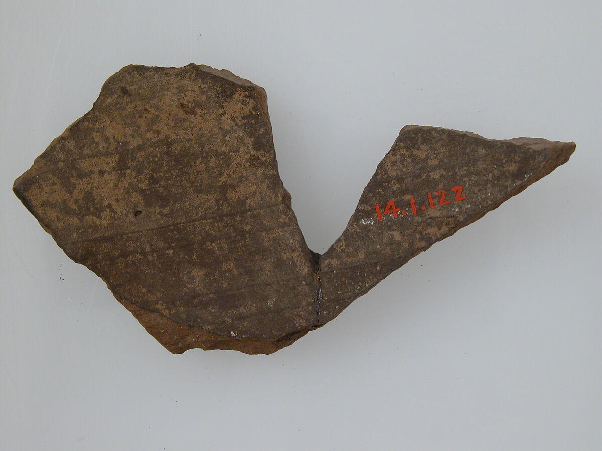 Ostrakon, Pottery fragment with ink inscription, Coptic