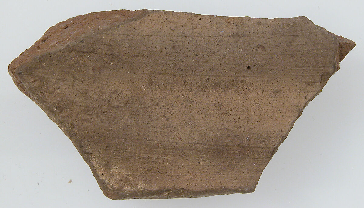 Ostrakon, Pottery fragment with ink inscription, Coptic
