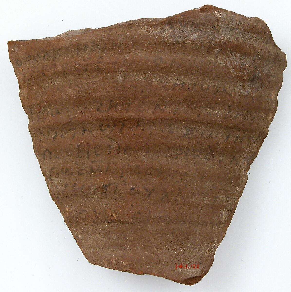 Ostrakon with a Letter, Pottery fragment with ink inscription, Coptic 