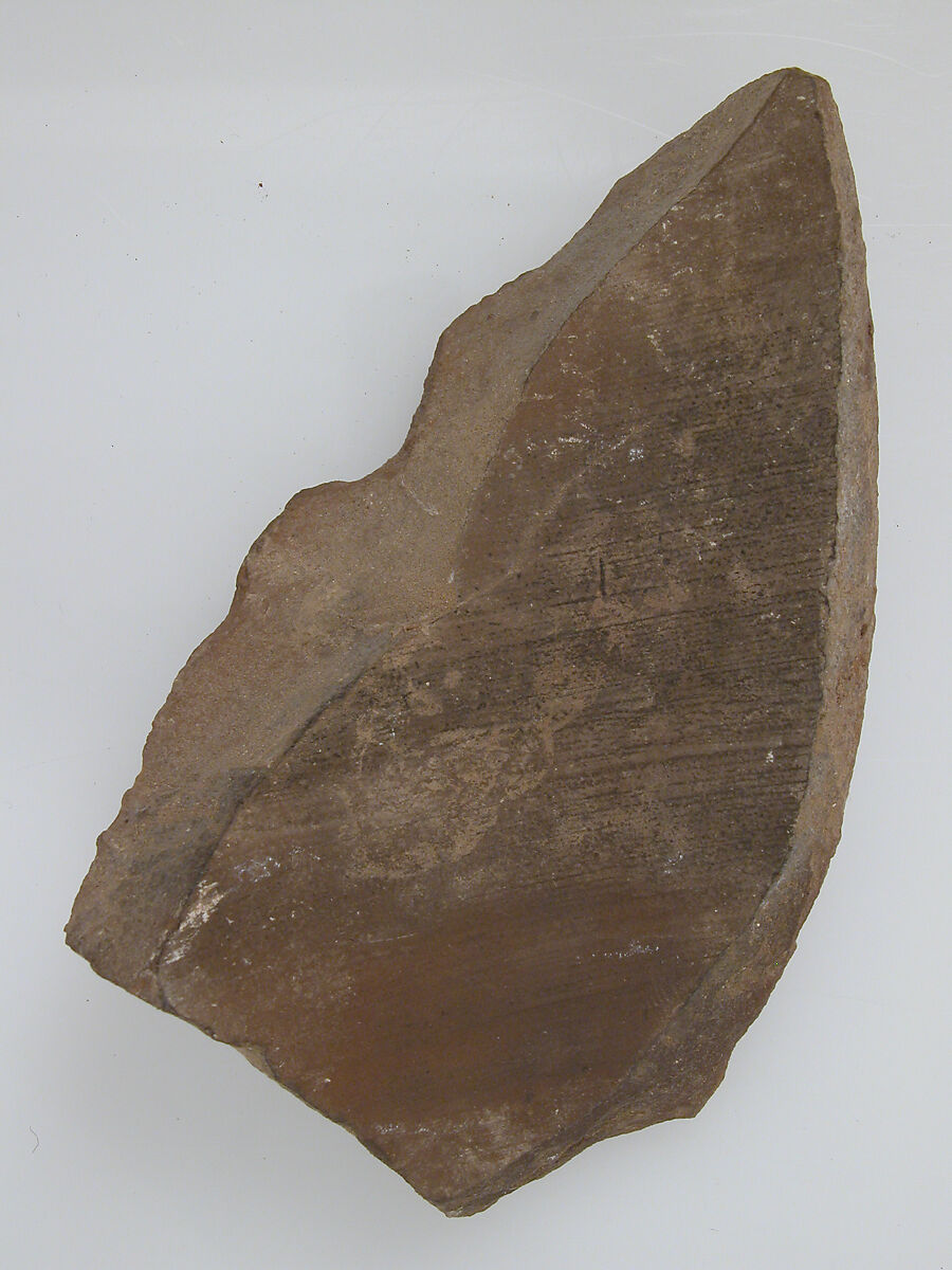Ostrakon, Pottery fragment with ink inscription, Coptic
