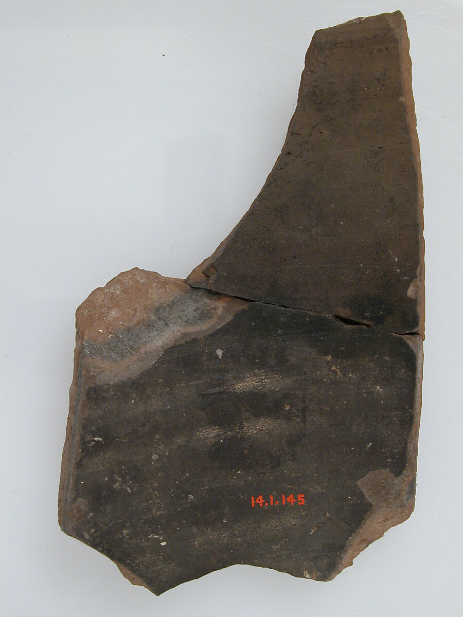 Ostrakon, Pottery fragment with ink inscription, Coptic