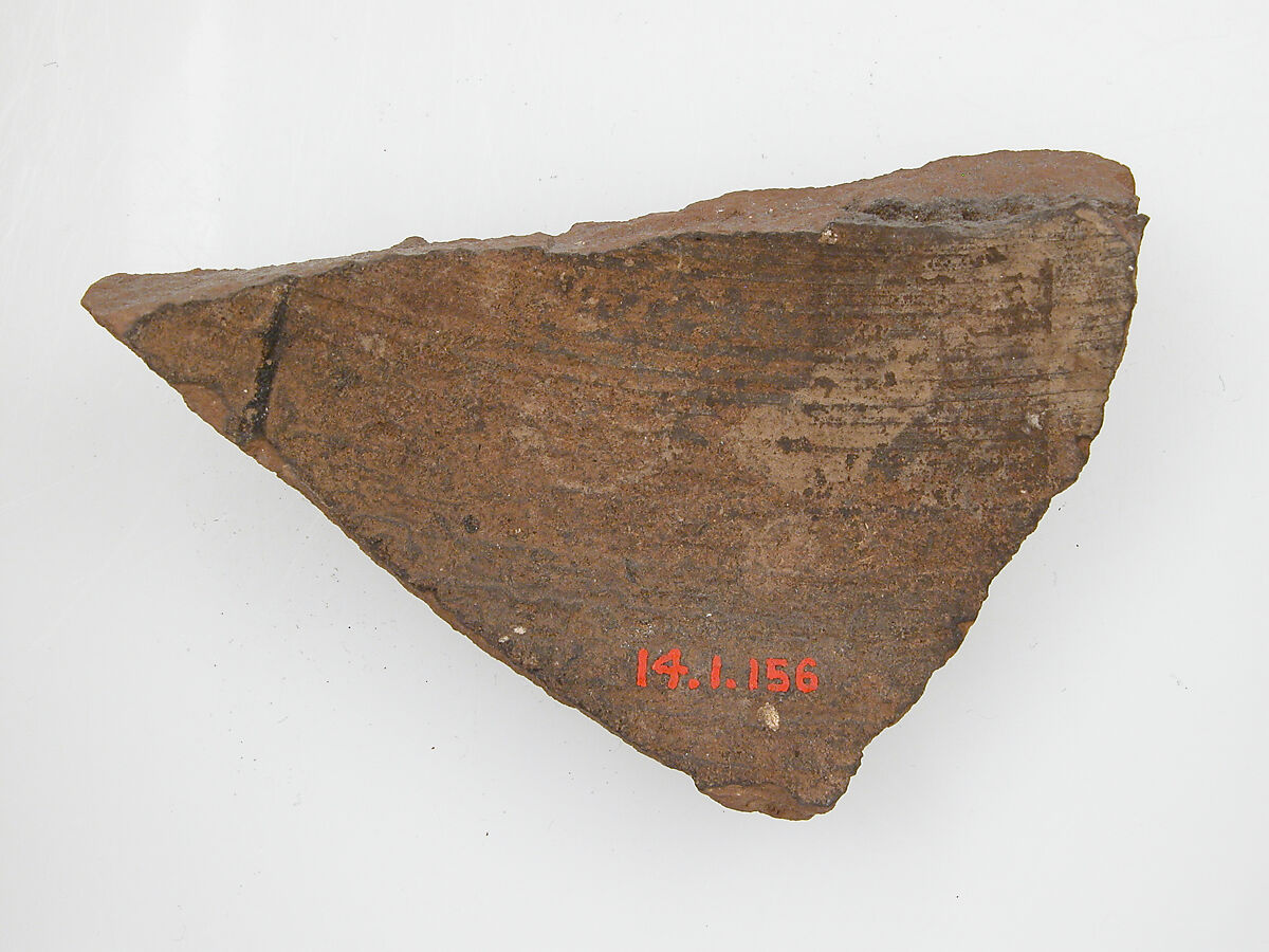 Ostrakon, Pottery fragment with ink inscription, Coptic