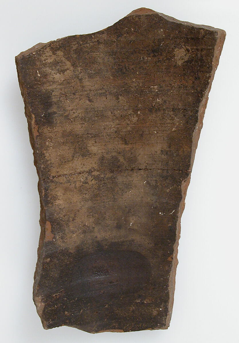 Ostrakon, Pottery fragment with ink inscription, Coptic
