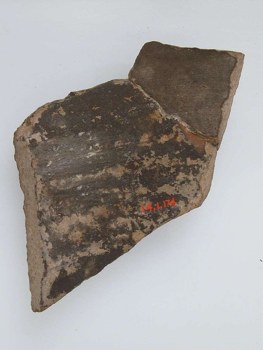 Ostrakon, Pottery fragment with ink inscription, Coptic