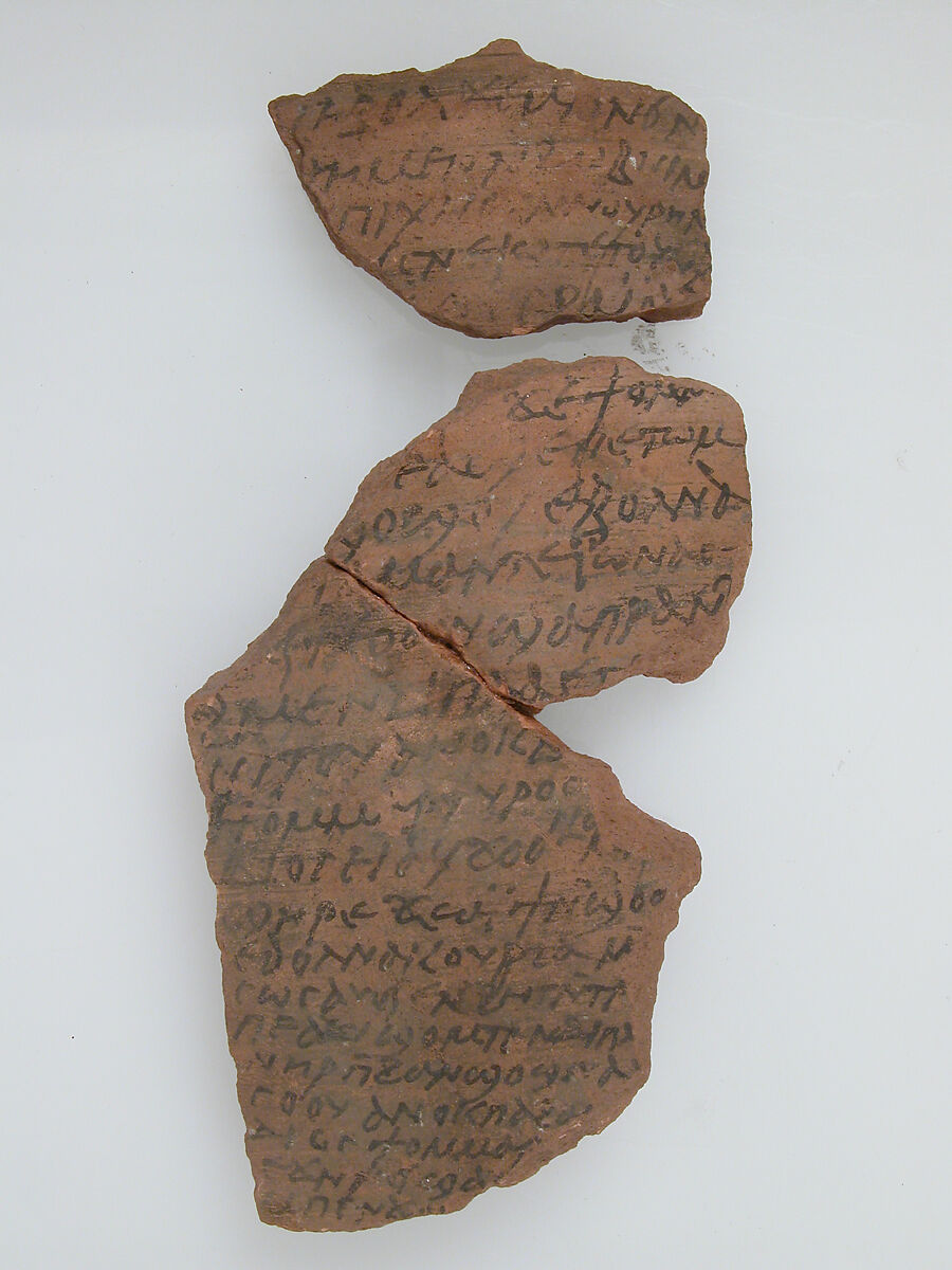 Ostrakon with a Legal Letter, Pottery fragments with ink inscription, Coptic 