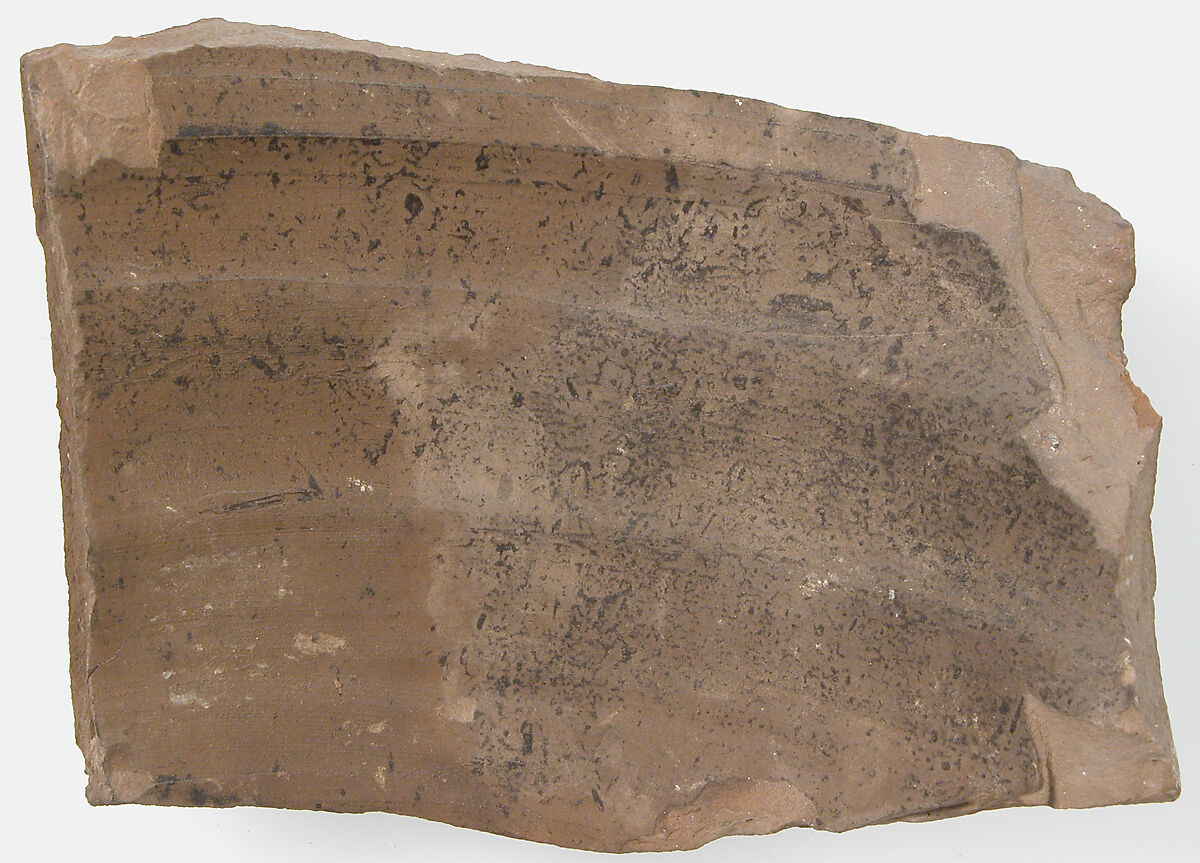 Ostrakon, Pottery fragment with ink inscription, Coptic