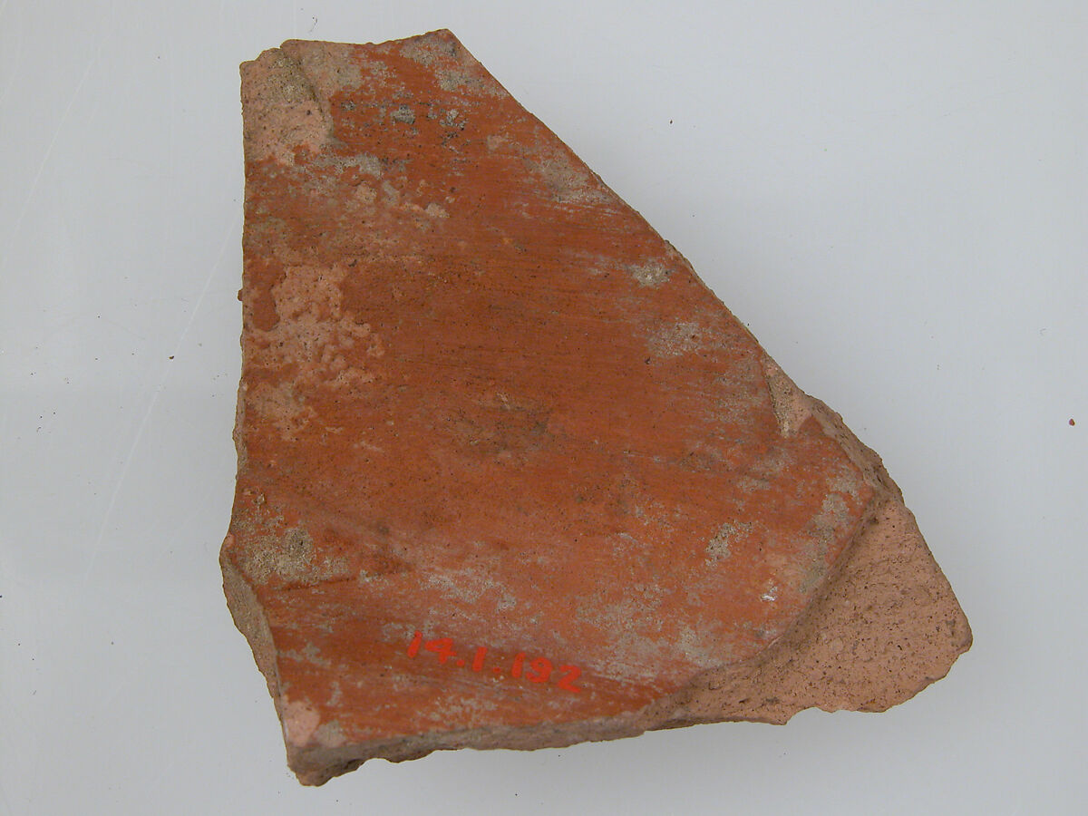 Ostrakon, Pottery fragment with ink inscription, Coptic