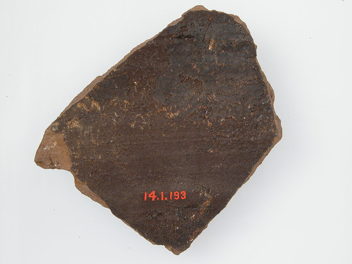 Ostrakon, Pottery fragment with ink inscription, Coptic