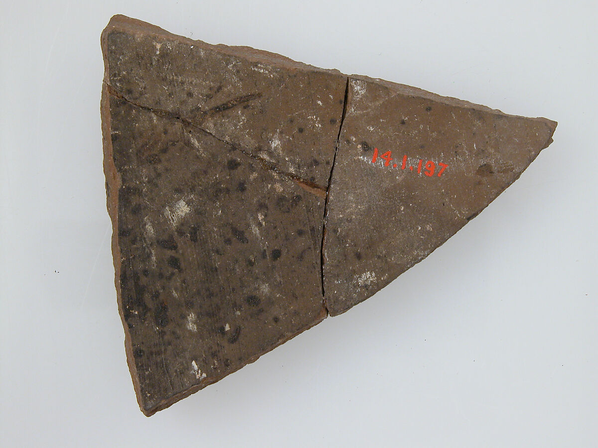 Ostrakon, Pottery fragment with ink inscription, Coptic