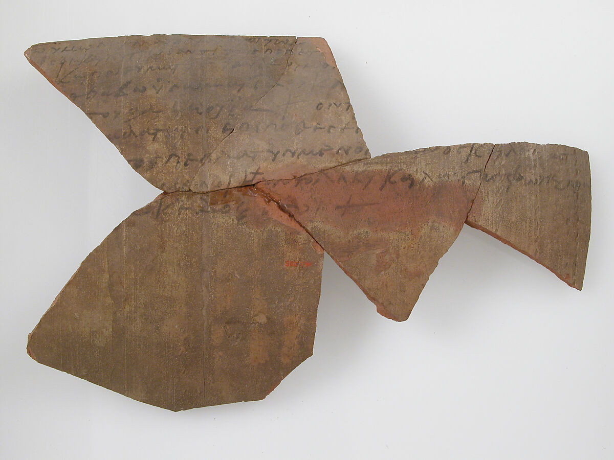 Ostrakon with Troparion (?), Pottery fragment with ink inscription, Coptic 