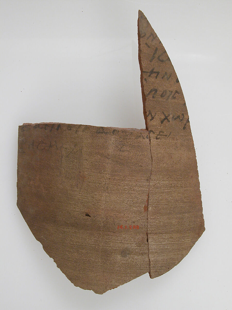 Ostrakon with Troparion (?), Pottery fragment with ink inscription, Coptic 