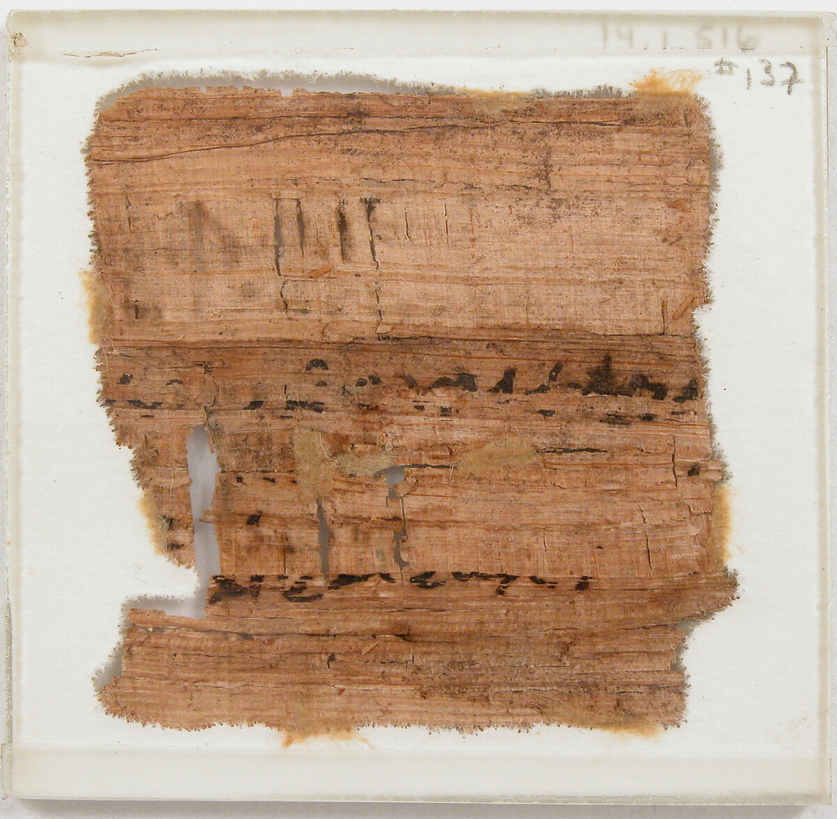 Papyrus Fragment of a Letter, Papyrus with ink, Coptic