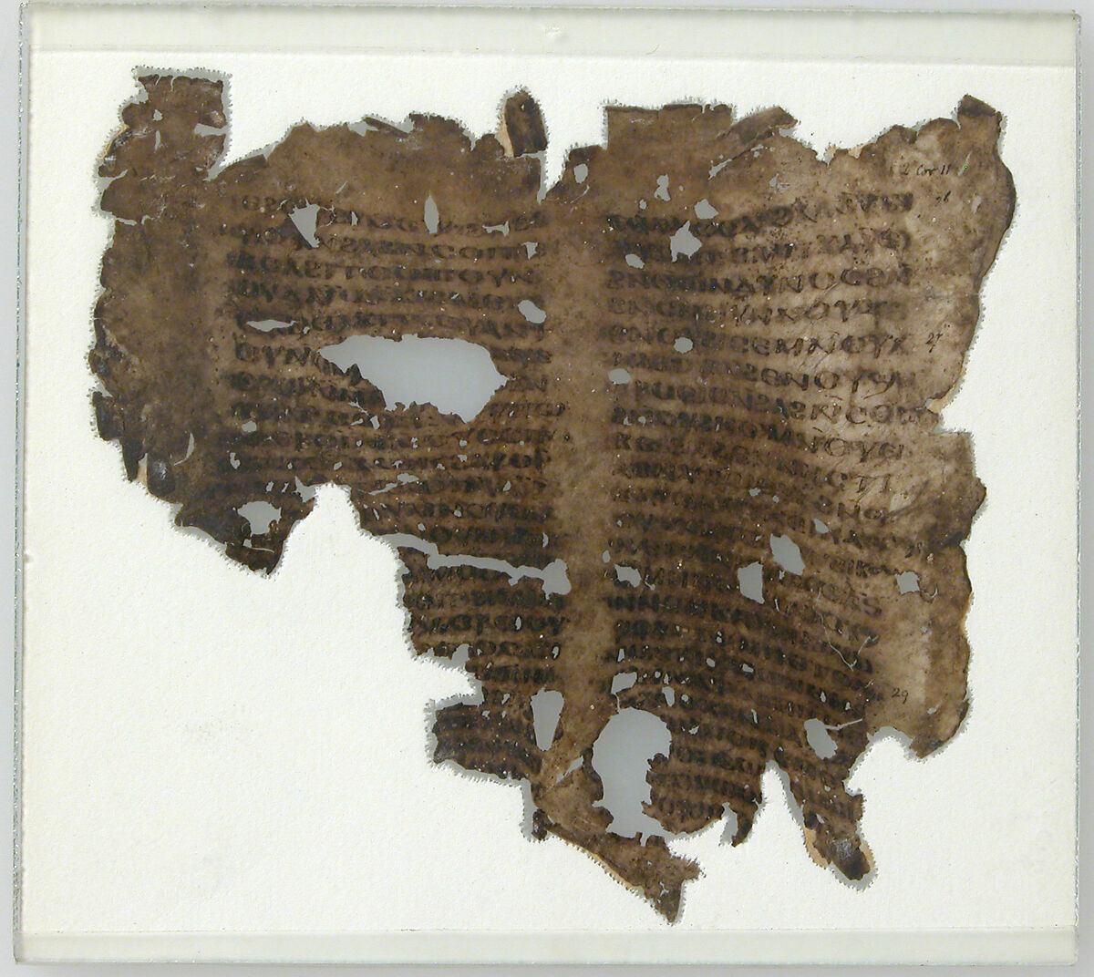 Manuscript Leaf Fragment, Ink on parchment, Coptic
