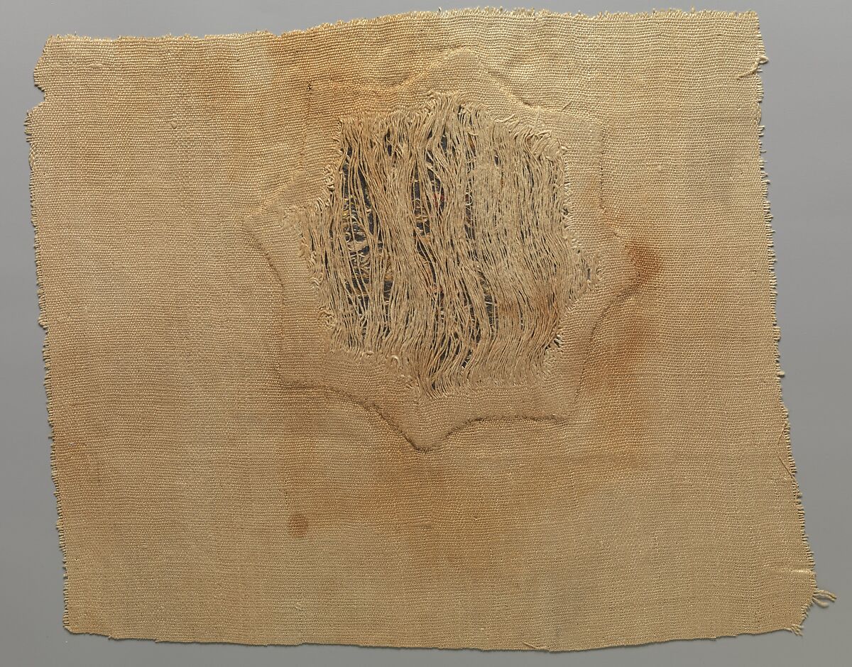 Textile Fragment with Inhabited Vine in an Eight-Pointed Star, Linen, wool, Coptic