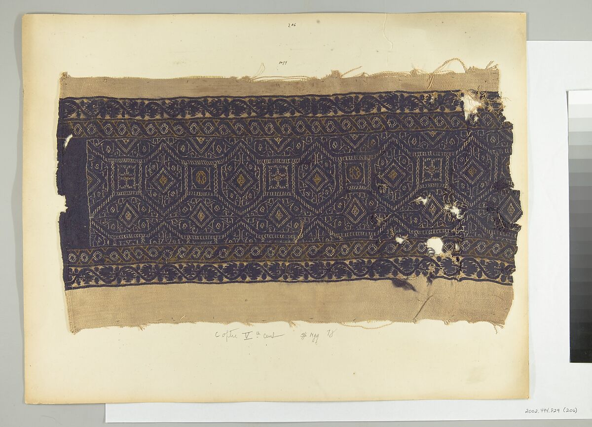 Textile Fragment, Linen, wool, Coptic 