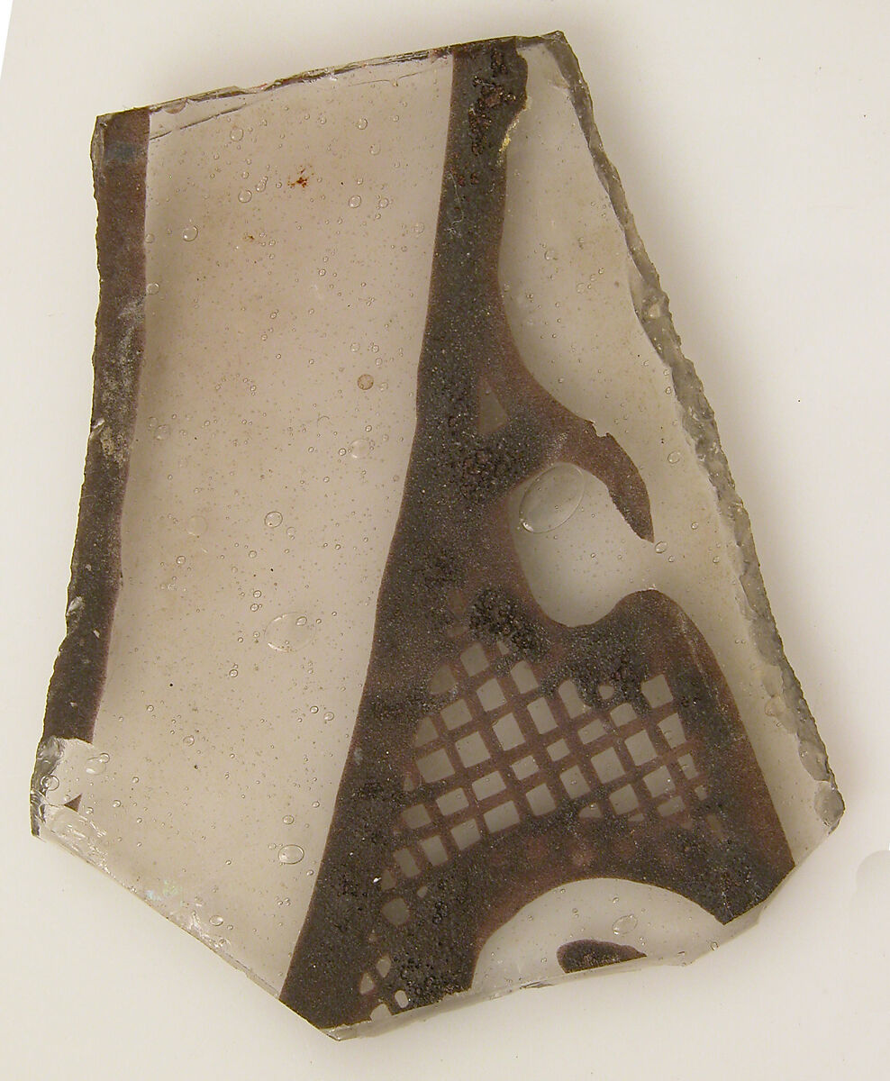 Grisaille Fragment with Plant Motif, Stained Glass, Crusader 