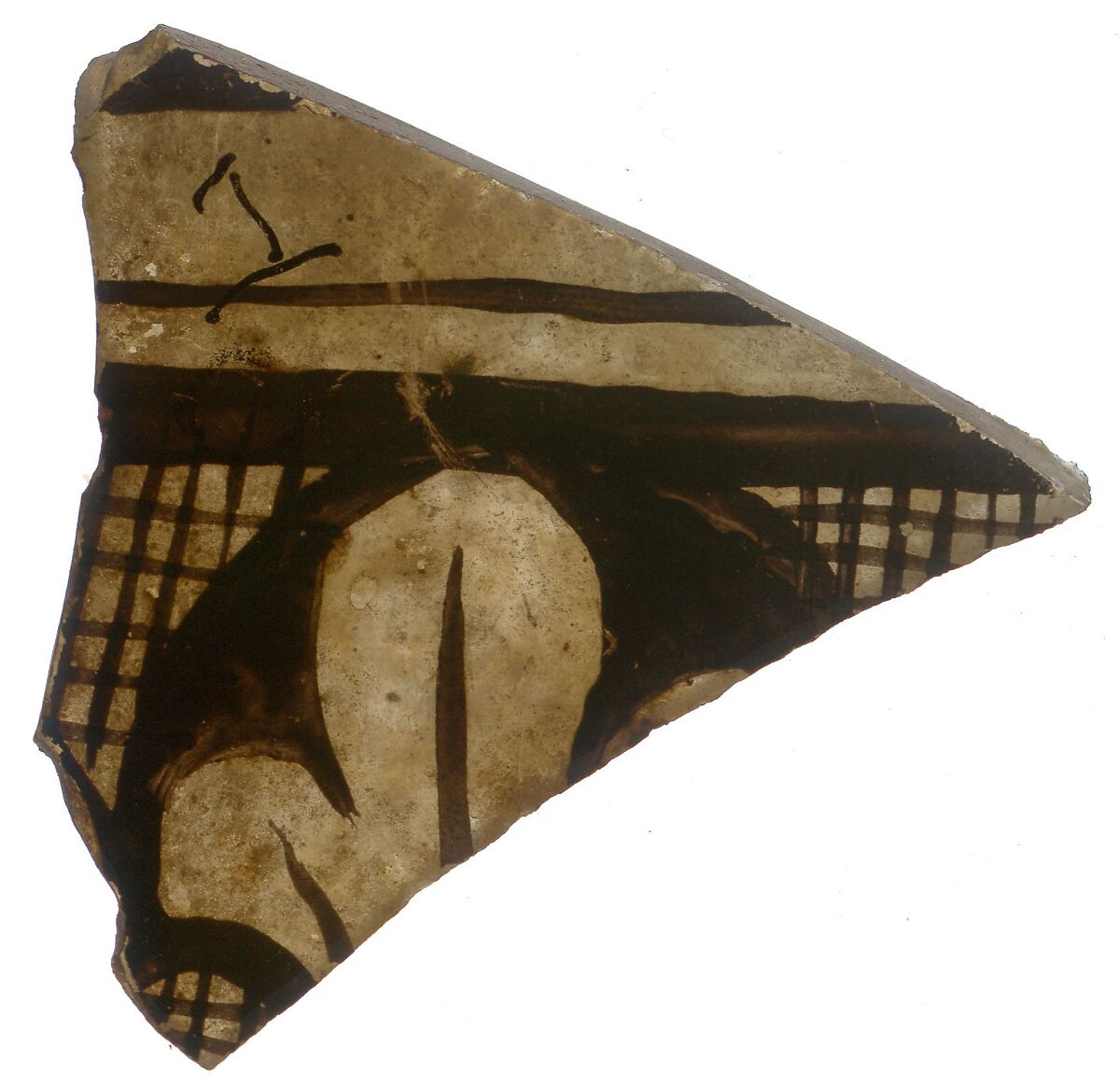 Grisaille Fragment with Plant Motif, Stained Glass, Crusader 