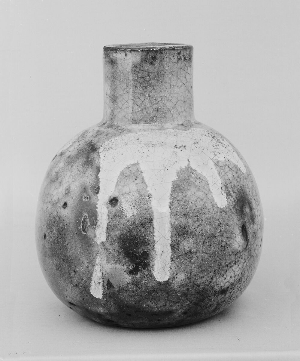 Vase, Clay covered with thin slip and transparent glaze; splashes of overglaze (Awata ware), Japan 