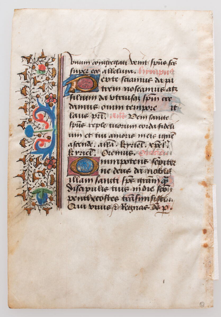 Manuscript Leaf, from a Book of Hours, Tempera and gold leaf on parchment, French 