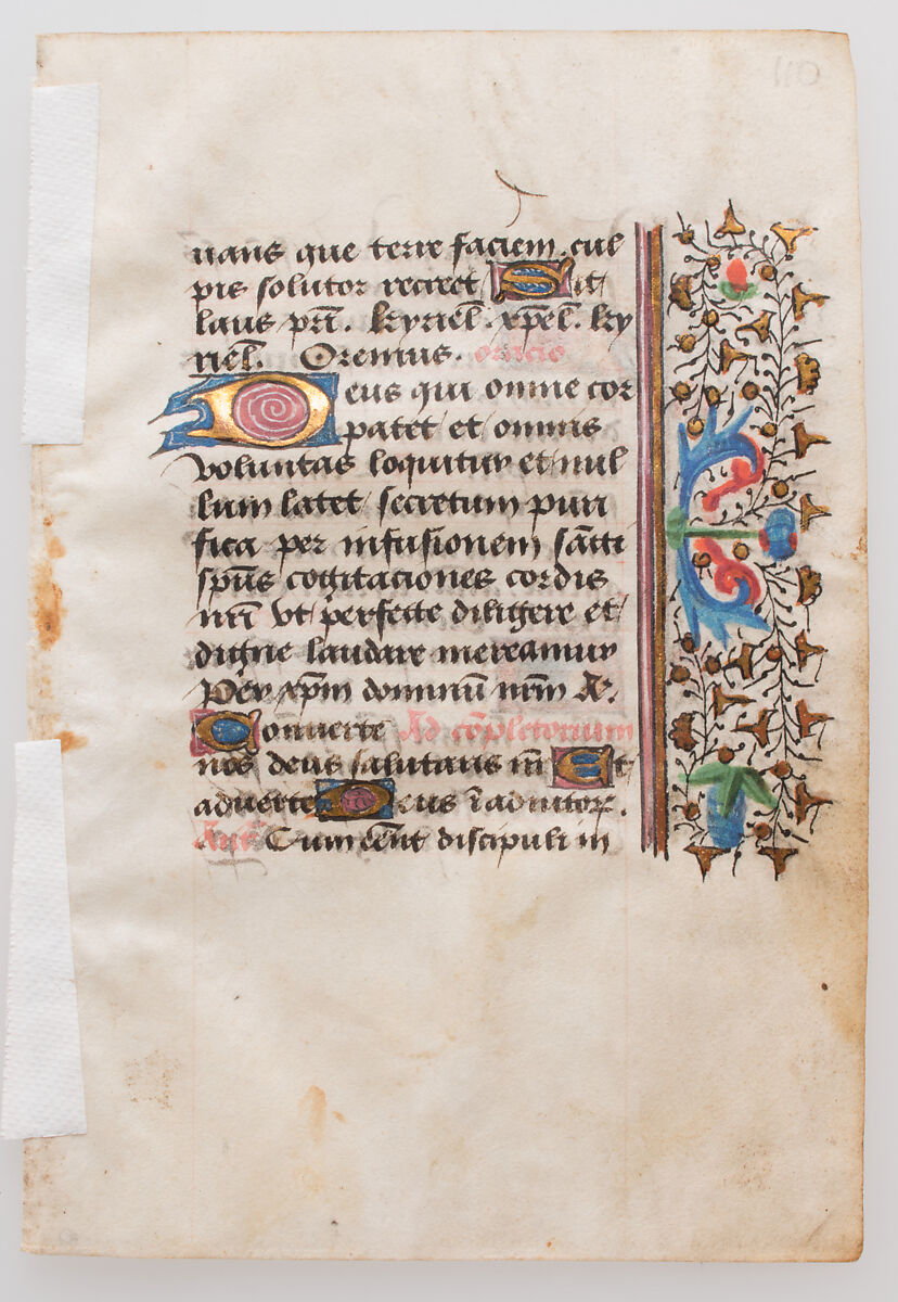 Manuscript Leaf, from a Book of Hours, Tempera and gold leaf on parchment, French